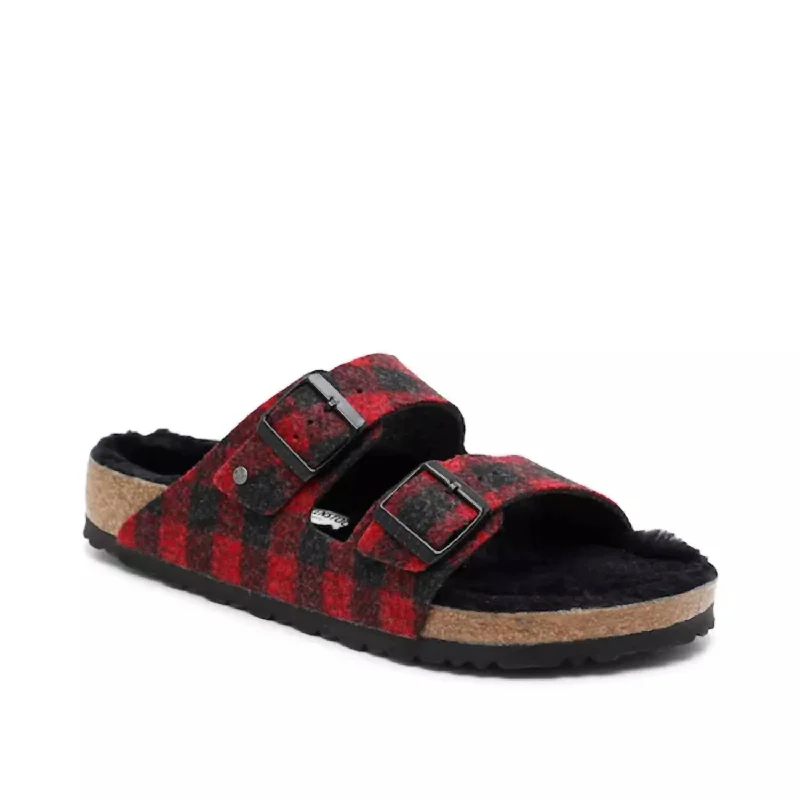 Orthopedic Women's Sandals with Arch Support in Gray for Foot HealthWomen's Arizona Rivet Shearling Sandal In Plaid Red Orthopedic Women's Sandals with Arch Support in Gray for Foot HealthWomen's Arizona Rivet Shearling Sandal In Plaid Red