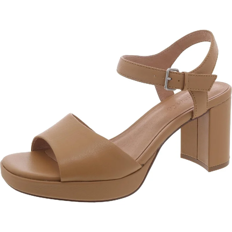 Women's Strappy Gladiator Sandals with Buckle Closures in Tan for a Boho LookWomens Leather Block Heel Slingback Sandals