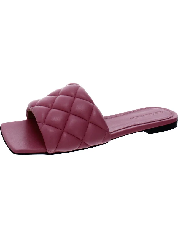 Women's Flat Slide Sandals with a Memory Foam Insole in White for All - Day ComfortWomens Leather Quilted Slide Sandals Women's Flat Slide Sandals with a Memory Foam Insole in White for All - Day ComfortWomens Leather Quilted Slide Sandals