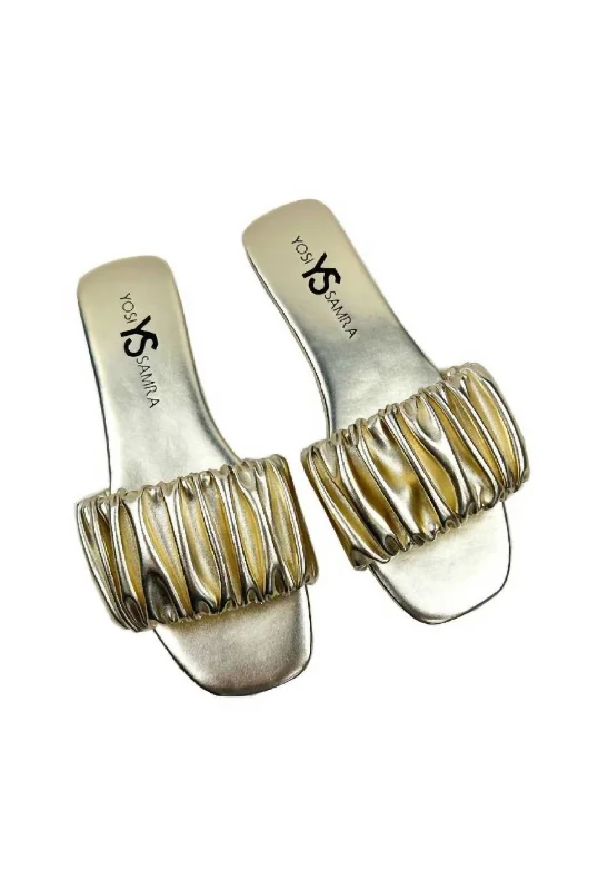 Women's Sandals with a Glitter - Coated Strap in Gold for a Sparkly Summer OutfitWomen's Naomi Ruched Sandal In Gold Women's Sandals with a Glitter - Coated Strap in Gold for a Sparkly Summer OutfitWomen's Naomi Ruched Sandal In Gold