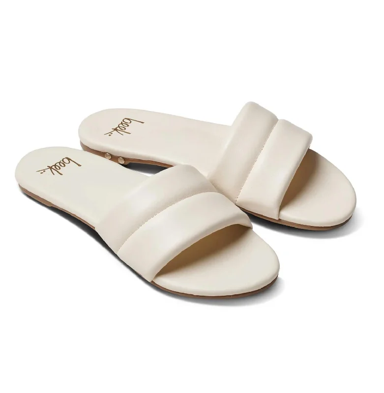 Women's Flat Slide Sandals with a Memory Foam Insole in White for All - Day ComfortWomen's Sugarbird Slide Sandal In Eggshell Women's Flat Slide Sandals with a Memory Foam Insole in White for All - Day ComfortWomen's Sugarbird Slide Sandal In Eggshell