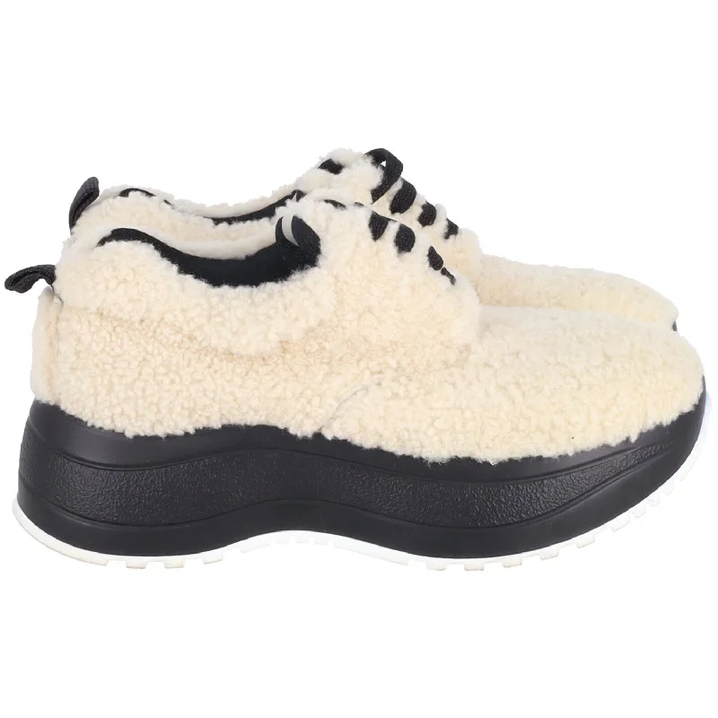 Foldable Women's Travel Sneakers for Compact Storage in LuggageCeline Delivery Shearling Platform Sneakers in Cream Wool Foldable Women's Travel Sneakers for Compact Storage in LuggageCeline Delivery Shearling Platform Sneakers in Cream Wool