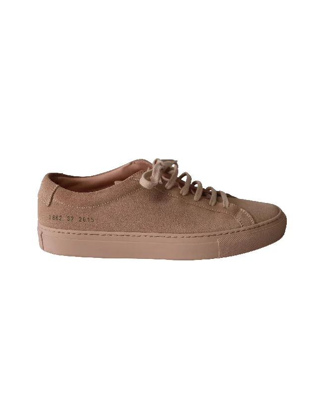 Wide - Width Women's Sneakers for Comfortable Fit for Those with Wider FeetCommon Projects Achilles Low Sneakers in Peach Suede Wide - Width Women's Sneakers for Comfortable Fit for Those with Wider FeetCommon Projects Achilles Low Sneakers in Peach Suede