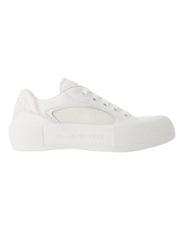 Lace - Up Women's Athletic Sneakers with Shock - Absorbing Midsoles for Intense WorkoutsDeck Sneakers - Alexander McQueen - Calfskin - White Lace - Up Women's Athletic Sneakers with Shock - Absorbing Midsoles for Intense WorkoutsDeck Sneakers - Alexander McQueen - Calfskin - White