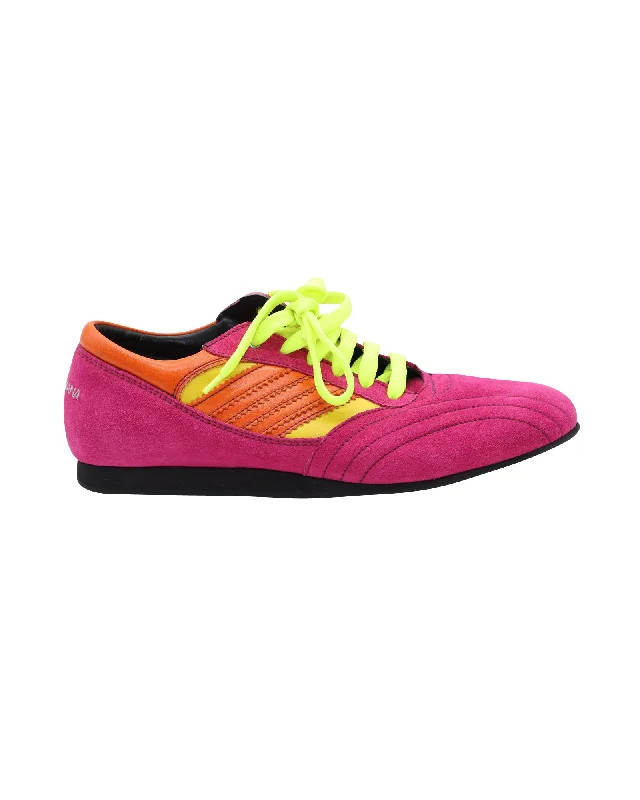 Breathable Mesh Women's Running Sneakers with Reflective Trim for Nighttime JoggingDolce & Gabbana Lace Up Sneakers in Pink and Multicolor Suede Breathable Mesh Women's Running Sneakers with Reflective Trim for Nighttime JoggingDolce & Gabbana Lace Up Sneakers in Pink and Multicolor Suede