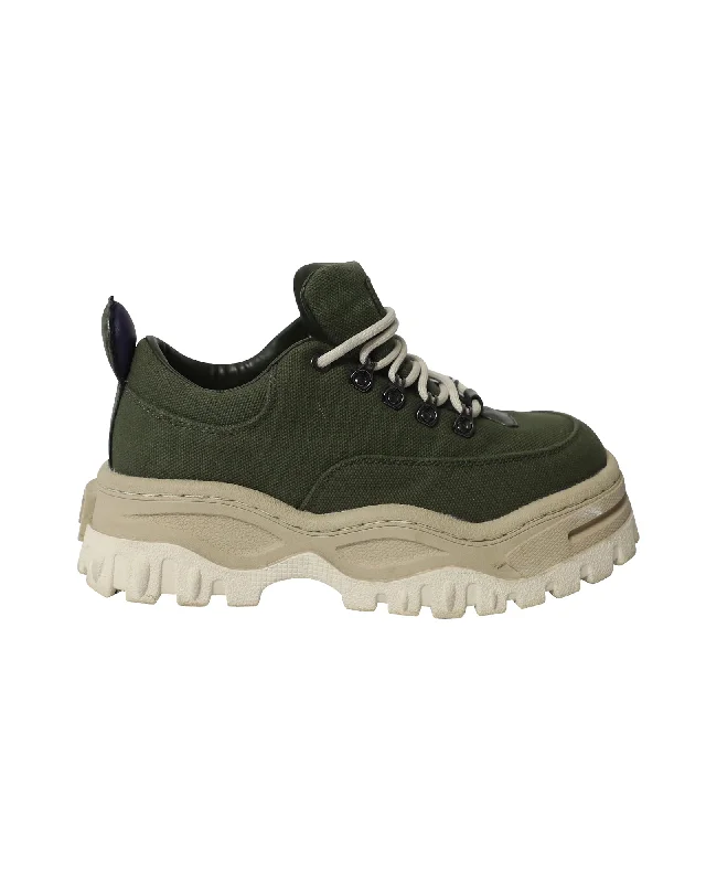 Patterned Print Women's Sneakers in Floral Designs for a Feminine and Fashion - Forward LookEytys Chunky Angel Sneakers in Army Green Canvas Patterned Print Women's Sneakers in Floral Designs for a Feminine and Fashion - Forward LookEytys Chunky Angel Sneakers in Army Green Canvas