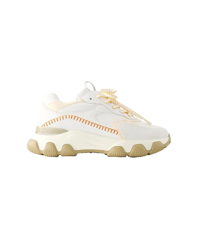 Women's Sneakers with Hidden Wedges for a Subtle Height Boost and Added StyleHyperactive Sneakers - Hogan - Leather - White/Brown Women's Sneakers with Hidden Wedges for a Subtle Height Boost and Added StyleHyperactive Sneakers - Hogan - Leather - White/Brown