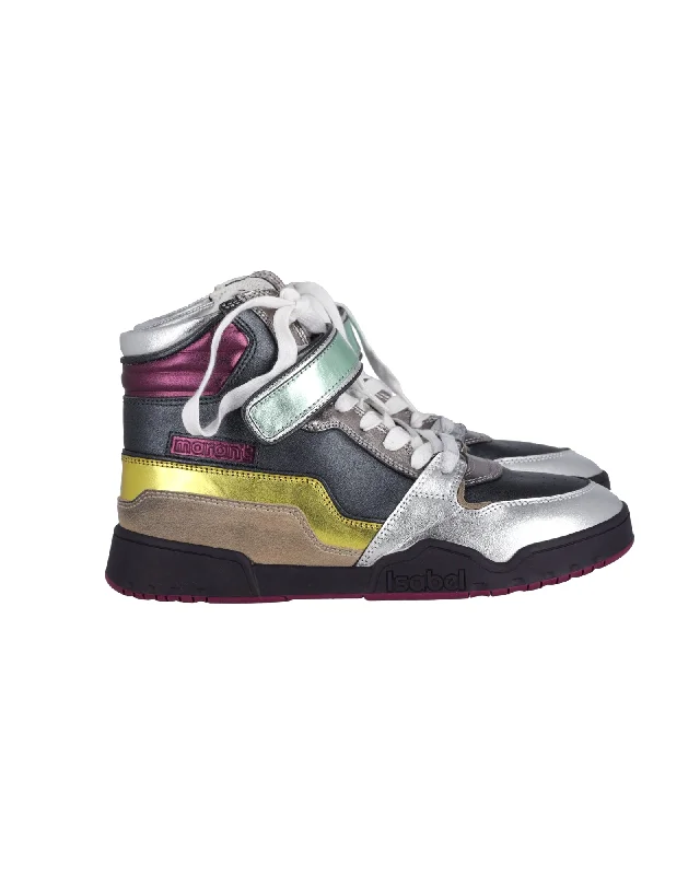Chunky - Sole Women's Platform Sneakers in White for a Trendy Street Style LookIsabel Marant Bresse Metallic Colorblock High-Top Sneakers in Multicolor Leather Chunky - Sole Women's Platform Sneakers in White for a Trendy Street Style LookIsabel Marant Bresse Metallic Colorblock High-Top Sneakers in Multicolor Leather