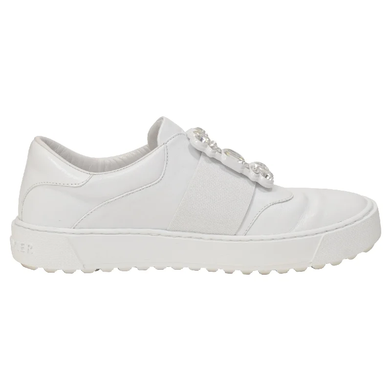 Women's Sneakers with Memory Foam Insoles for Exceptional Cushioning and ComfortRoger Vivier Very Strass Buckle Sneakers in White Leather Women's Sneakers with Memory Foam Insoles for Exceptional Cushioning and ComfortRoger Vivier Very Strass Buckle Sneakers in White Leather
