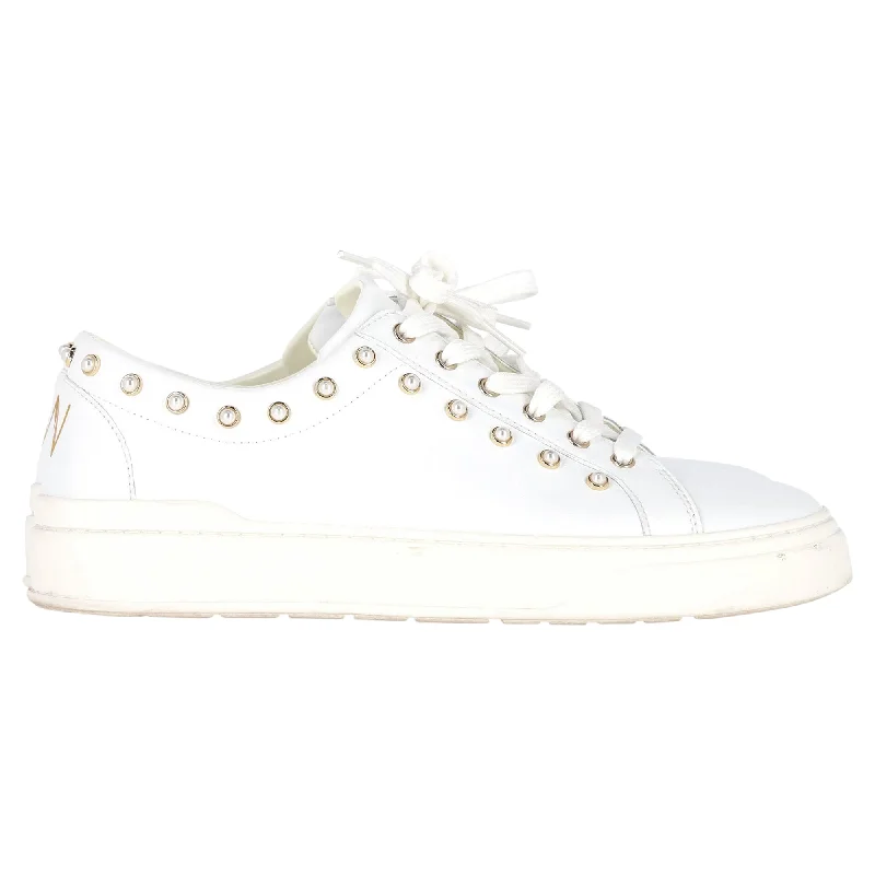 Women's Sneakers with Hidden Wedges for a Subtle Height Boost and Added StyleStuart Weitzman Tillie Faux Pearl-Embellished Sneakers in White Leather Women's Sneakers with Hidden Wedges for a Subtle Height Boost and Added StyleStuart Weitzman Tillie Faux Pearl-Embellished Sneakers in White Leather