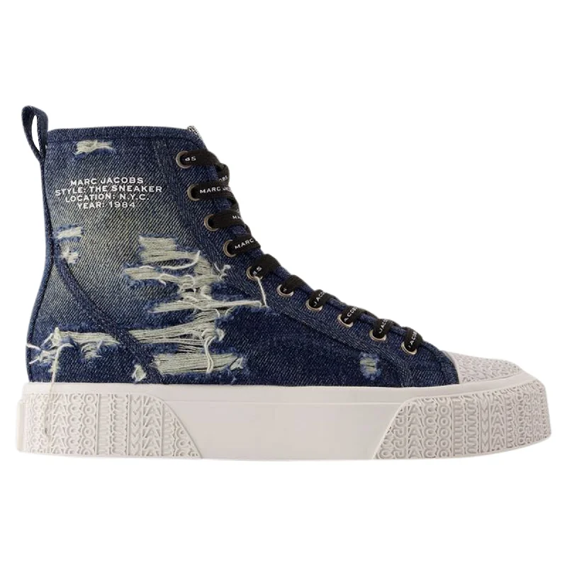 Lace - Up Women's Athletic Sneakers with Shock - Absorbing Midsoles for Intense WorkoutsThe High Top Sneakers - Marc Jacobs - Cotton - Blue Lace - Up Women's Athletic Sneakers with Shock - Absorbing Midsoles for Intense WorkoutsThe High Top Sneakers - Marc Jacobs - Cotton - Blue