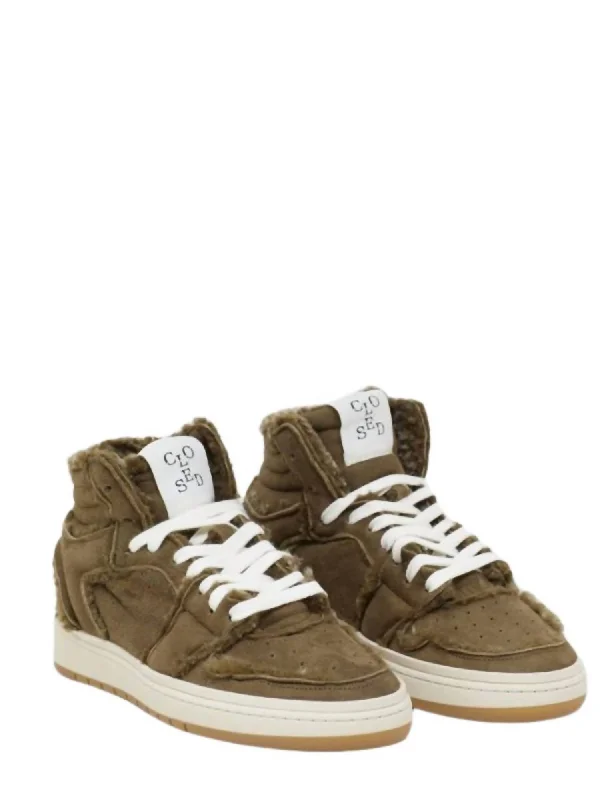 Foldable Women's Travel Sneakers for Compact Storage in LuggageWomen's High Top Sneaker In Green Umber Foldable Women's Travel Sneakers for Compact Storage in LuggageWomen's High Top Sneaker In Green Umber